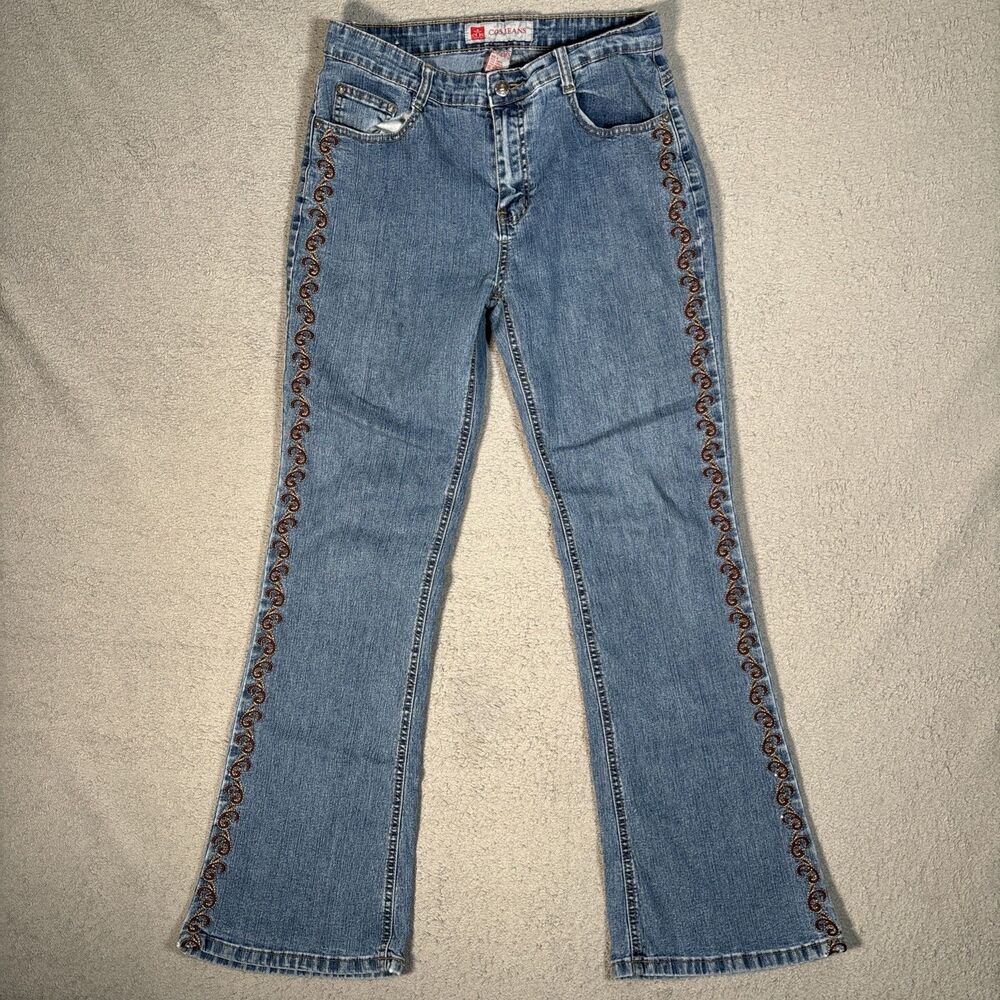 Cos Jeans Women’s Size 8 Embellished Bootcut Mid‎ Rise 90s Inspired Southwestern